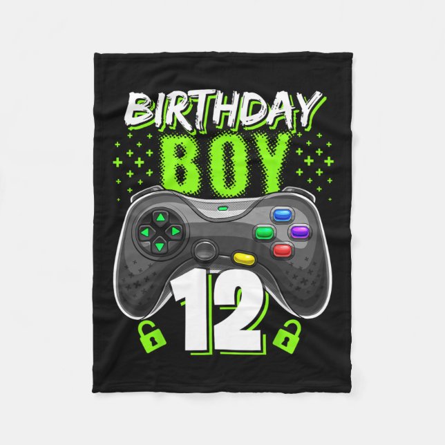 Boy 12 Video Game Controller Gamer 12th Birthday  Fleece Blanket (Front)