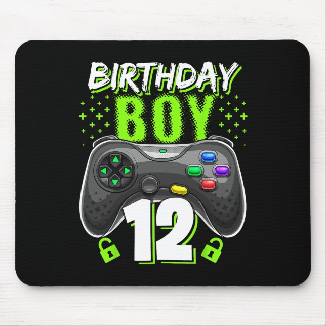 Boy 12 Video Game Controller Gamer 12th Birthday  Mouse Mat (Front)