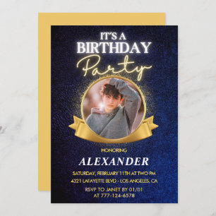 Boy 14th birthday invitations  Elegant Chic Photo