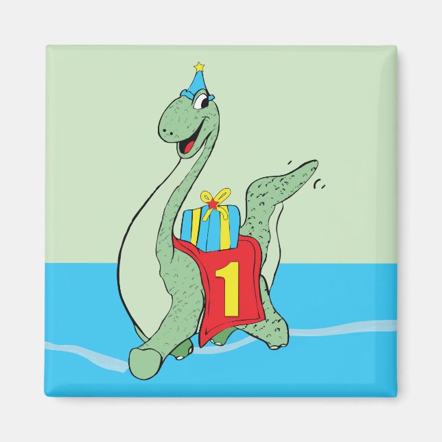Boy, 1st Birthday Dinosaur Magnet (Front)