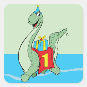 Boy, 1st Birthday Dinosaur Square Sticker