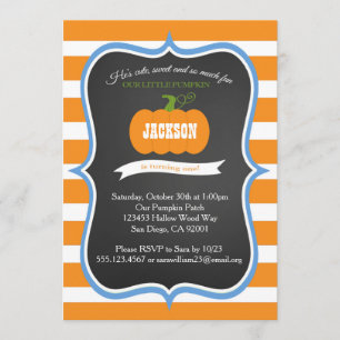 Boy 1st Birthday Pumpkin Fall Party Invitation