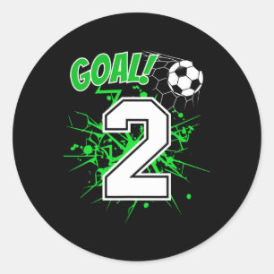 Boy 2 Years Old Kids 2nd Soccer Birthday Ll Theme Classic Round Sticker