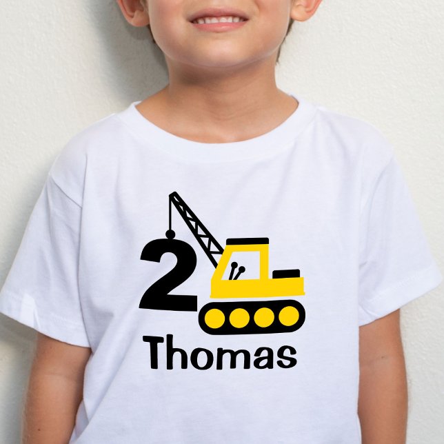 Boy 2nd Birthday Construction Crane T-Shirt (Creator Uploaded)