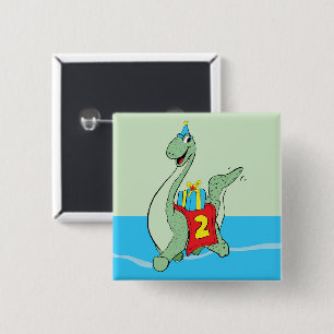 Boy, 2nd Birthday Dinosaur 15 Cm Square Badge