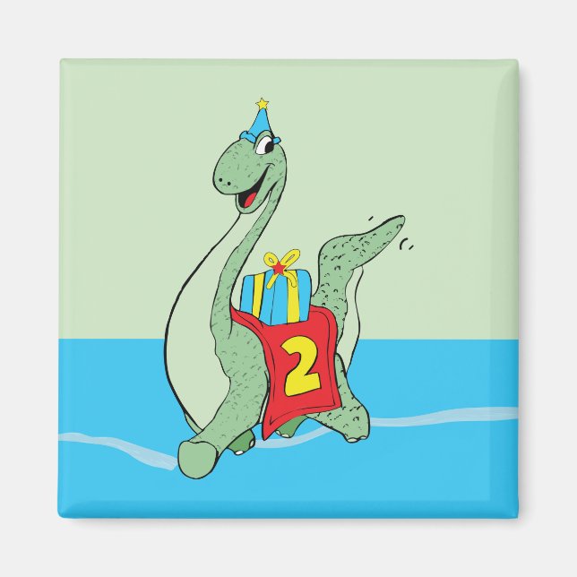 Boy, 2nd Birthday Dinosaur Magnet (Front)