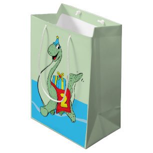 Boy, 2nd Birthday Dinosaur Medium Gift Bag