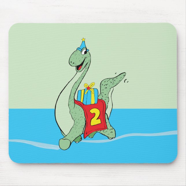 Boy, 2nd Birthday Dinosaur Mouse Mat (Front)