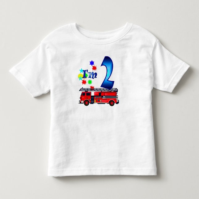 Boy 2nd birthday fire engine toddler T-Shirt (Front)