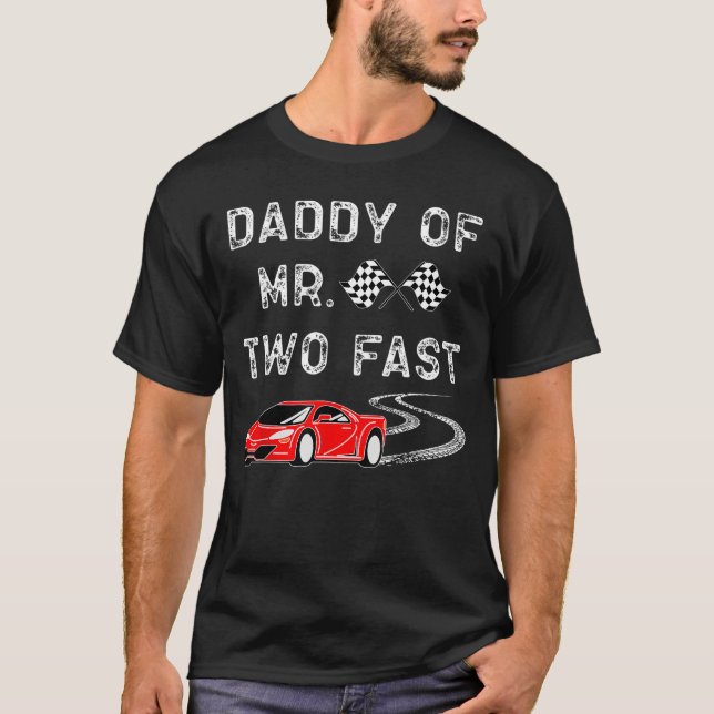 Boy 2nd Birthday Racer DaddyTwo Fast 2nd Race Bday T-Shirt (Front)