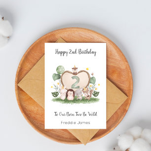 Boy 2nd Birthday Woodland Animals Card