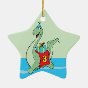 Boy, 3rd Birthday Dinosaur Ceramic Tree Decoration