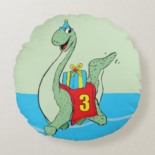 Boy, 3rd Birthday Dinosaur Round Cushion