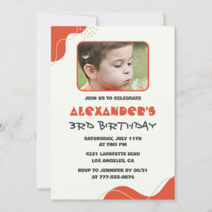 Boy 3rd birthday invitations Modern Photo Red