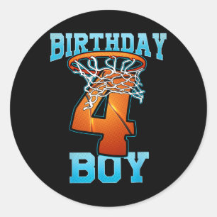 Boy 4 Years Old Gifts 5th Birthday Bysketbyll Pers Classic Round Sticker