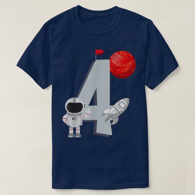 Boy 4th Birthday  Astronaut 4 Years  T-Shirt (Design Front)