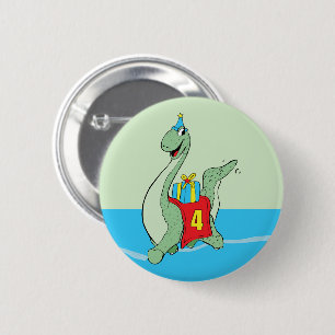 Boy, 4th Birthday Dinosaur 6 Cm Round Badge