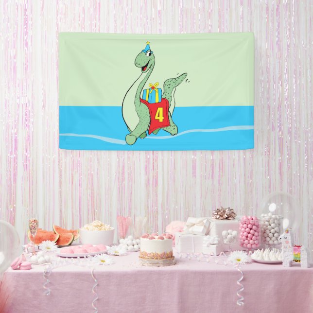 Boy, 4th Birthday Dinosaur Banner (Party)