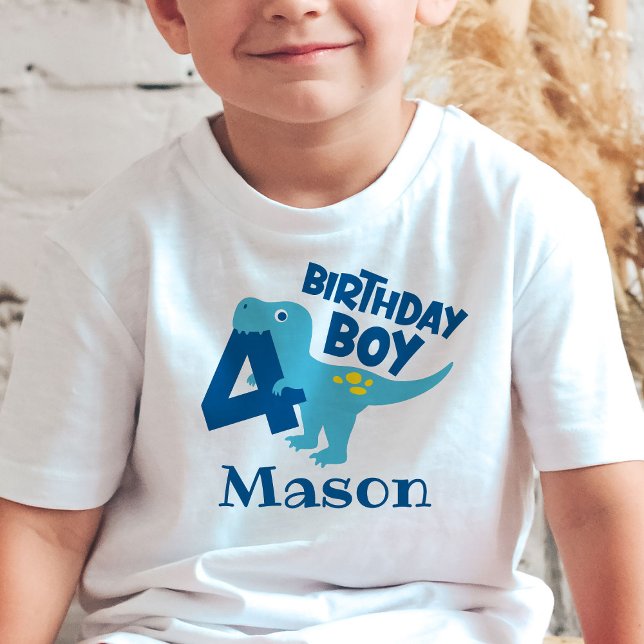 Boy 4th Birthday Dinosaur Personalised T-Shirt (Creator Uploaded)