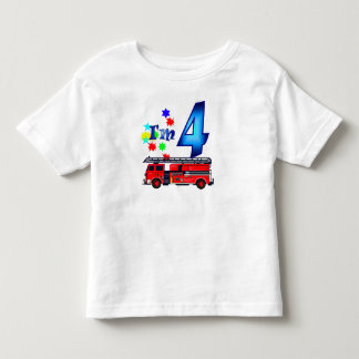 Boy 4th birthday fire engine toddler T-Shirt