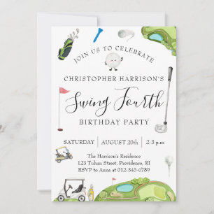 Boy 4th birthday Party Golf Theme Invitation