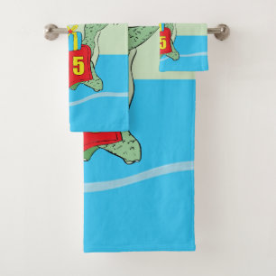 Boy, 5th Birthday Dinosaur Bath Towel Set