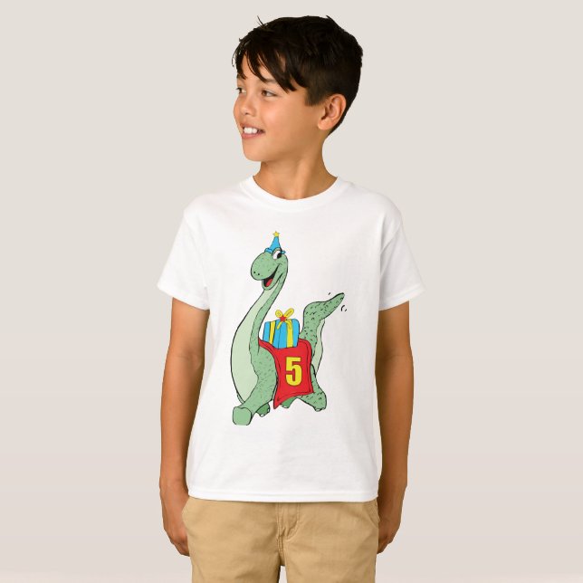 Boy, 5th Birthday Dinosaur T-Shirt (Front Full)