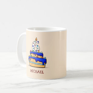 Boy 6th Birthday, 6 on Sweet Blue Cake Coffee Mug