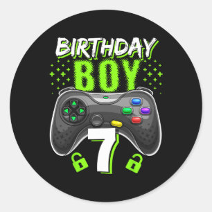Boy 7 Video Game Controller Gamer 7th Birthday Gif Classic Round Sticker