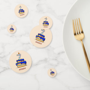 Boy 7th Birthday, 7 on Sweet Blue Cake Confetti