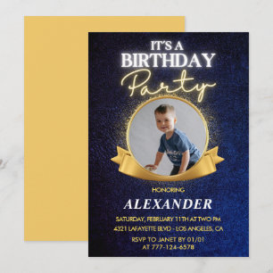 Boy 7th birthday invitations  Elegant Chic Photo