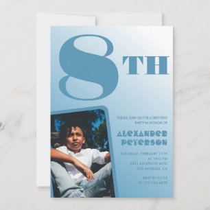 Boy 8th birthday invitations Blue Photo