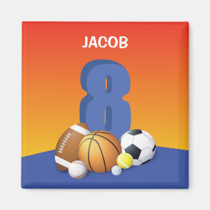 Boy 8th Birthday Sports Balls Magnet
