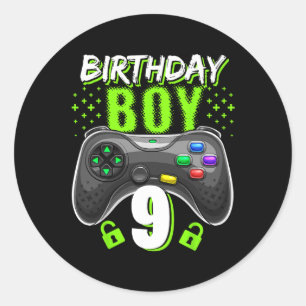 Boy 9 Video Game Controller Gamer 9th Birthday Gif Classic Round Sticker