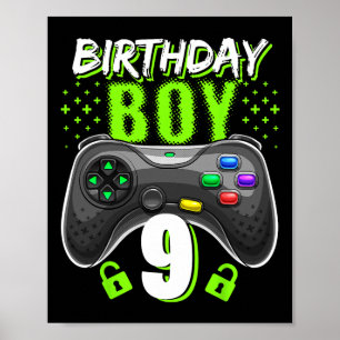 Boy 9 Video Game Controller Gamer 9th Birthday Gif Poster