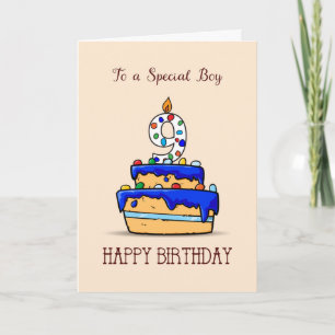 Boy 9th Birthday, 9 on Sweet Blue Cake Card