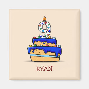 Boy 9th Birthday, 9 on Sweet Blue Cake Magnet