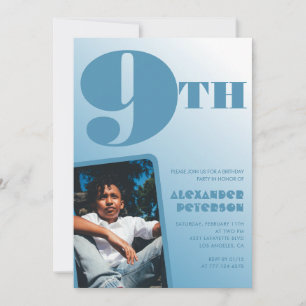 Boy 9th birthday invitations Blue Photo