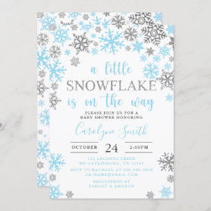 Boy A Little Snowflake Is On The Way Baby Shower I Invitation