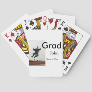 boy add name date year text QR graduation congrats Playing Cards