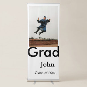 boy add name date year text QR graduation congrats Retractable Banner