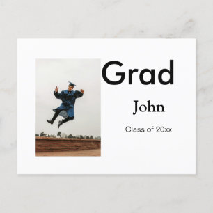 boy add name date year text QR graduation party Postcard