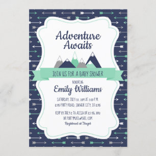 Boy Adventure awaits baby shower invitation