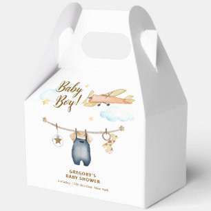 Boy Adventure Clothesline Airplane Sky Baby Shower Favour Box