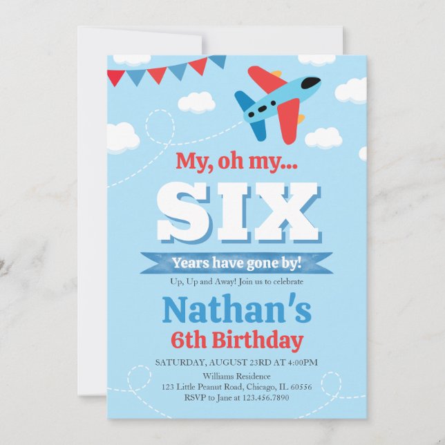 Boy Aeroplane Birthday Invitation (Front)