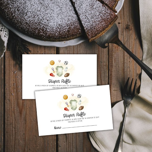 Boy All Star Sports Diaper Raffle Baby Shower  Enclosure Card (Boy All Star Sports Diaper Raffle Baby Shower Enclosure Card)