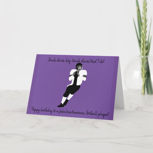 Boy American Football Player Birthday Card (Front)