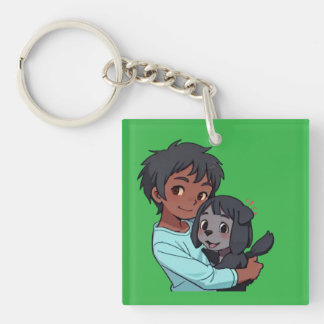Boy and dog key ring