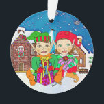 Boy and Girl Elves Couple Romantic Christmas Ornament<br><div class="desc">Boy and Girl Elves Couple Romantic Christmas Holidays Ornament Keepsake.</div>