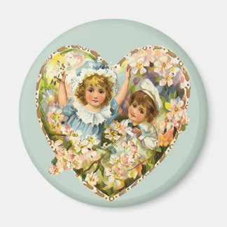 Boy and Girl Floral Heart Magnet